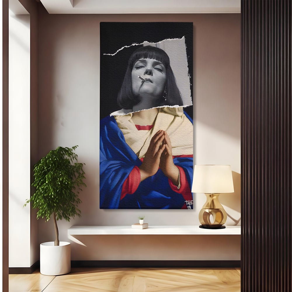 Tablou canvas cu tablou canvas cu colaj suprarealist, fara rama, pe sasiu de lemn